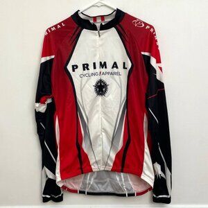 Primal Cycling Apparel Jersey Men’s Size XL Red White Black Long Sleeve